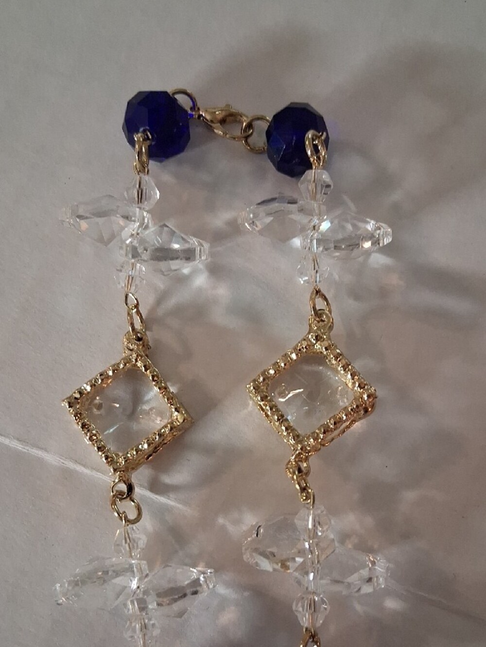 Gold-Tone Clear /Navy Bead Rosary Auto /Travel with Virgin Mary (C) - Picture 4 of 7